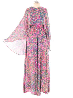 Oscar de la Renta Paisley Caped Jumpsuit Suit