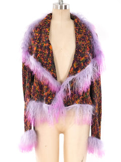Emanuel Ungaro Mongolian Fur Trimmed Knit Jacket Jacket