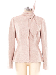 Alexander McQueen Blush Tweed Tie Collar Jacket Jacket